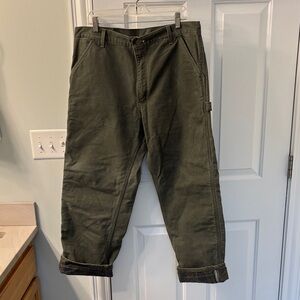 Carhartt Men's Dark Green Flannel Lined Cargo Pants